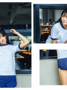 双马尾少女休闲体操服户外写真